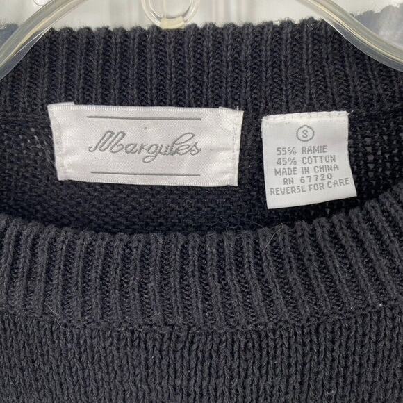 Margules Womens Vintage Sweater Sequined Black Floral 80s Size M Shoulder Pads - Picture 3 of 11